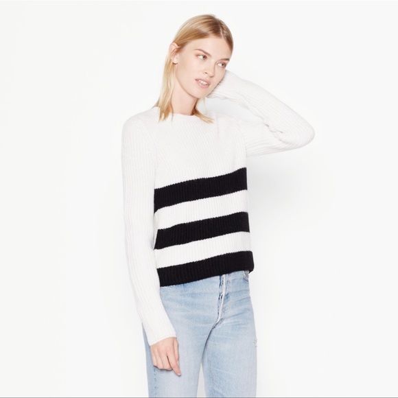 Equipment Femme Carson Ivory & Black Wool/Alpaca Striped Sweater - Picture 3 of 8